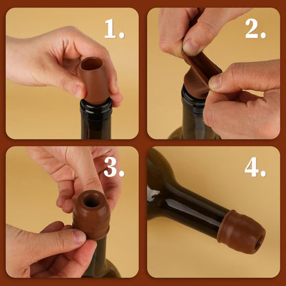 [5 PCS] Universal Reusable Silicone Bottle Stoppers – Leak-Proof Food-Grade Bottle Seals