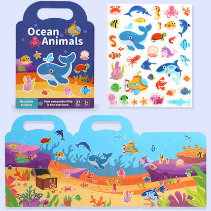 Children's reusable sticker book with waterproof double-sided design