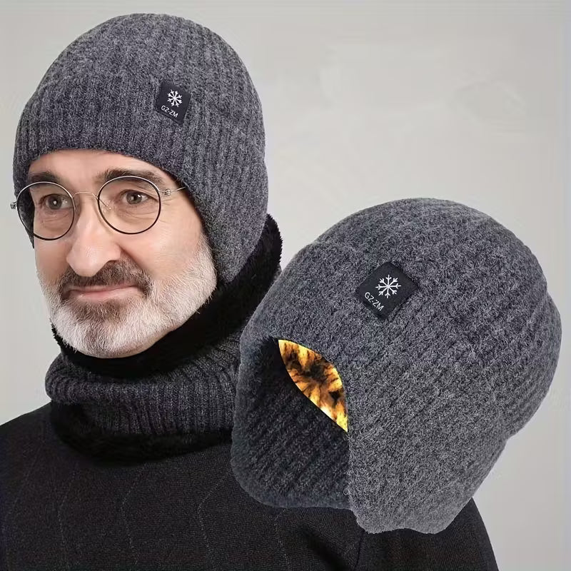 Unisex Winter Warm Knit Hat with Fleece Lining and Ear Protection