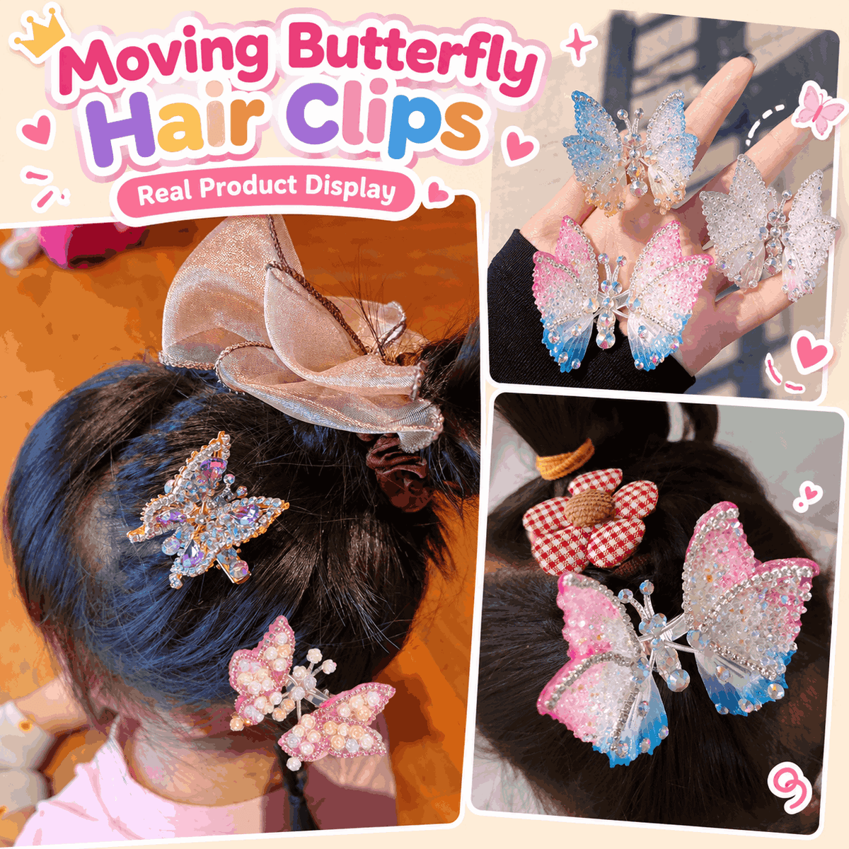 Moving Butterfly Hair Clip – Fluttering Wings, Sparkling for Girls