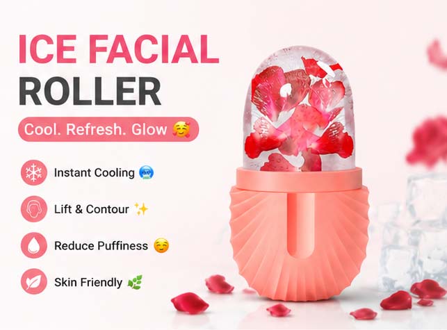 Reusable Ice Facial Roller – Cooling Face & Eye Massager