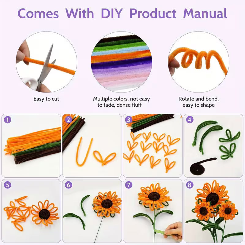 【100 Pcs】DIY handmade twisting stick，Soft plush craft sticks