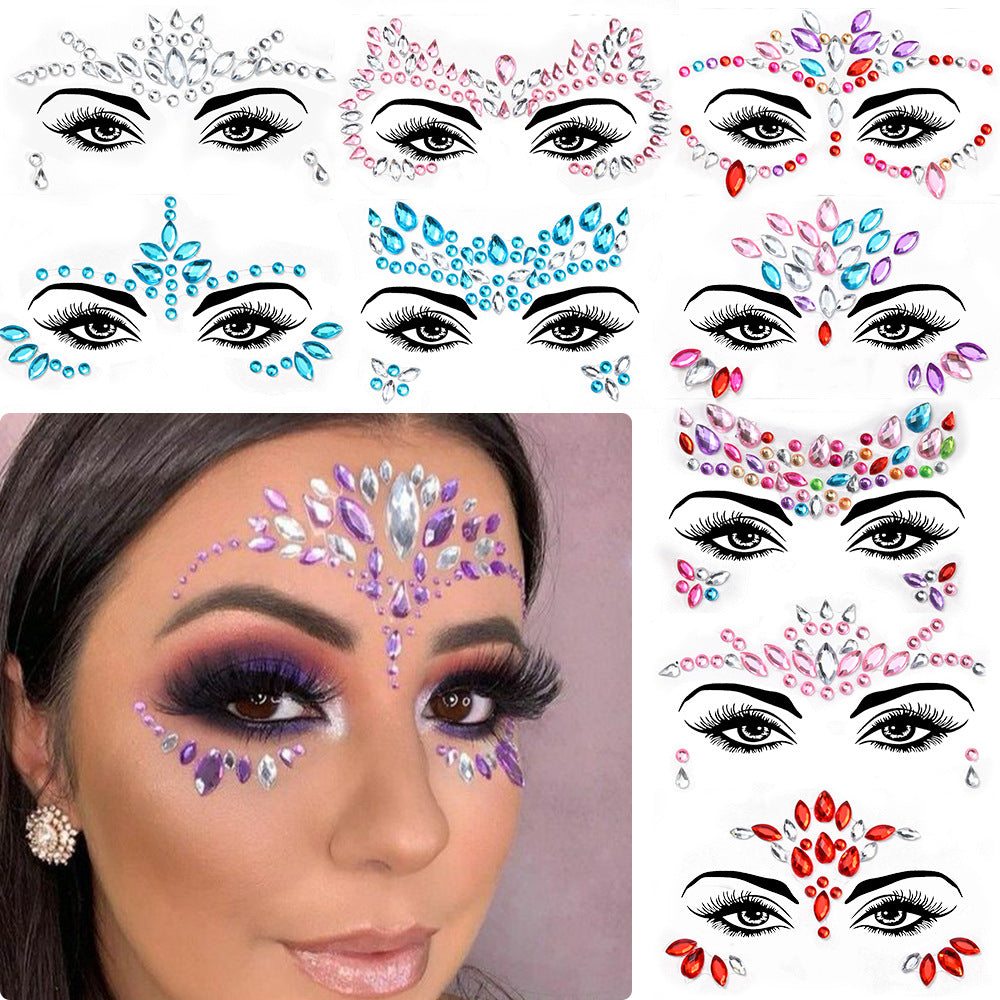 Sparkling Face Gems Stickers Set Suitable for Festivals, Cosplay And Parties