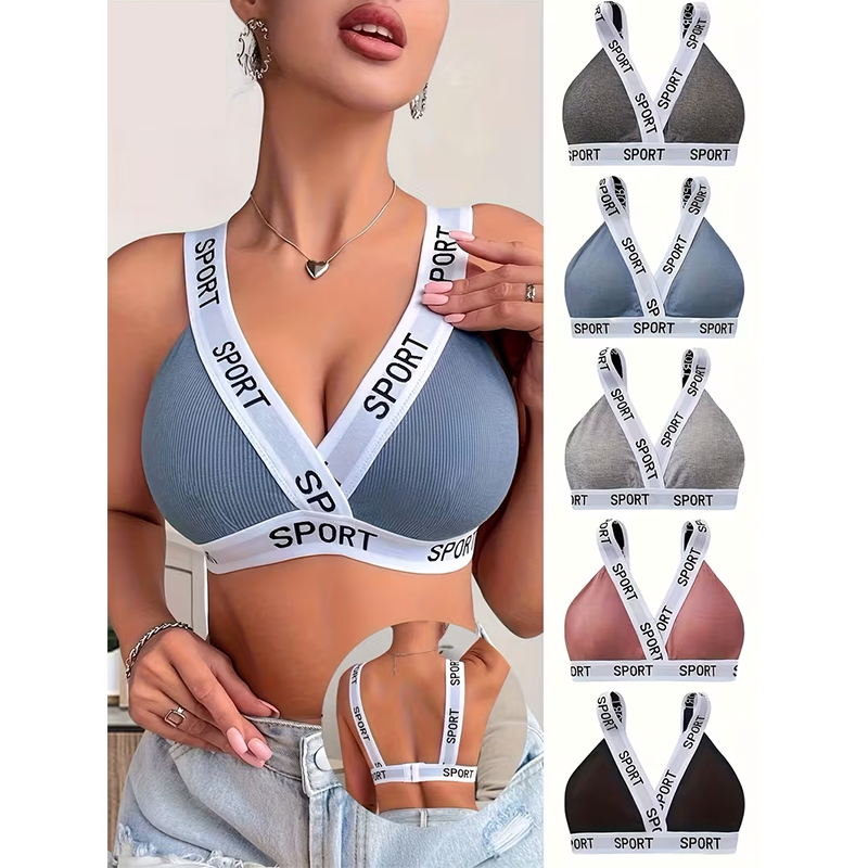 Women's Letter-Print Casual Sports Bra