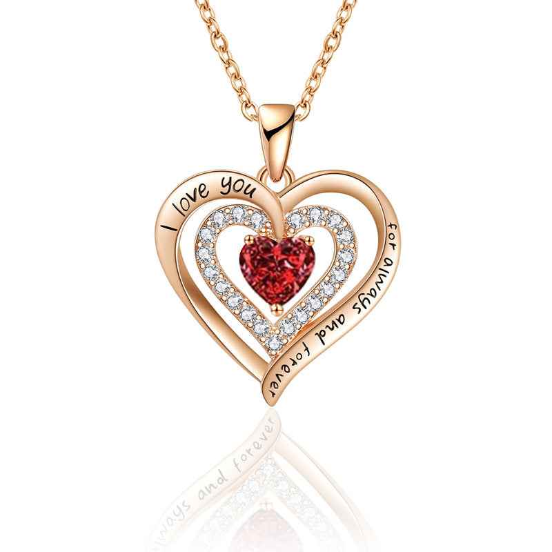 Macaron-Colored Preserved Rose Gift Box with Gold Foil Accents + “I LOVE YOU” Rhinestone Heart Necklace Set