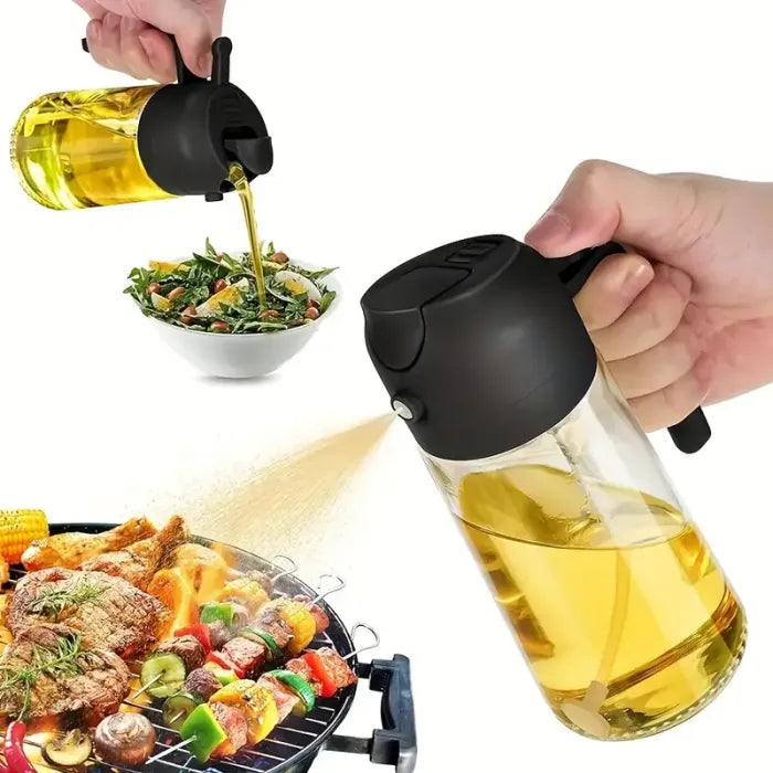 2-in-1 Glass Oil Spray Bottle with Pourer
