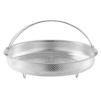 All-In-One Stainless Steel Steamer & Fry Basket – Portable with Handle & Feet, Steaming & Frying in One Basket
