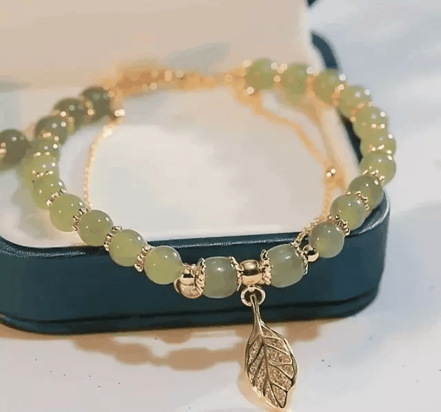 Hetian Jade Gold Leaf Bracelet