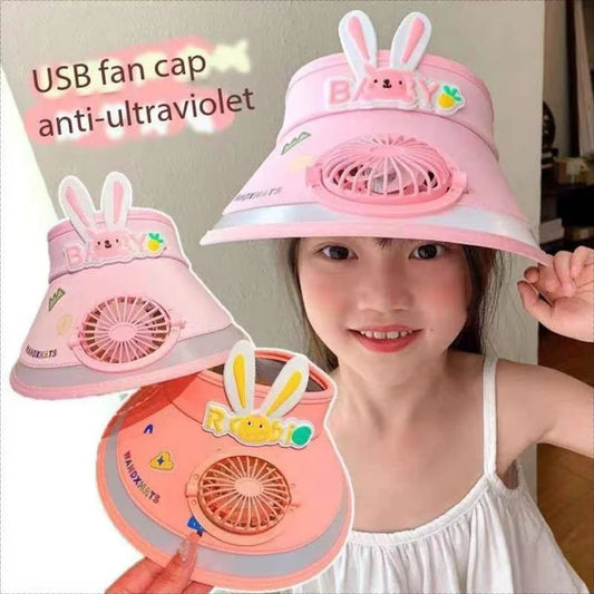 Children's Sun Hat with Rechargeable Fan
