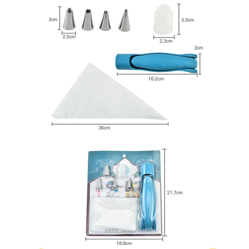 Icing Piping Gun Set for Cake Decorating with Nozzles – Cream Squeeze Tool for Baking