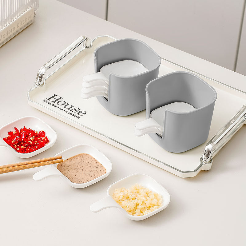 🍛4-Pack Dip Plates with Sauce Holder – Non-Slip & Stable, Perfect for Curry Dips, Fried Snacks & Street Food, Family Gatherings