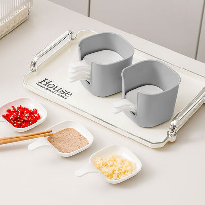 🍛4-Pack Dip Plates with Sauce Holder – Non-Slip & Stable, Perfect for Curry Dips, Fried Snacks & Street Food, Family Gatherings