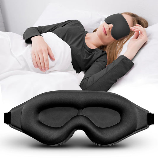 3D Contoured Sleep Mask - 100% Blackout Noise Reducing