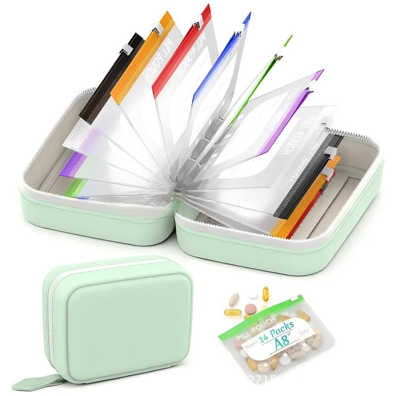💊A8 Waterproof Pill Pouch – 7-14 Day Supply, Waterproof & Crush-Resistant, Travel Medicine Organizer 💧