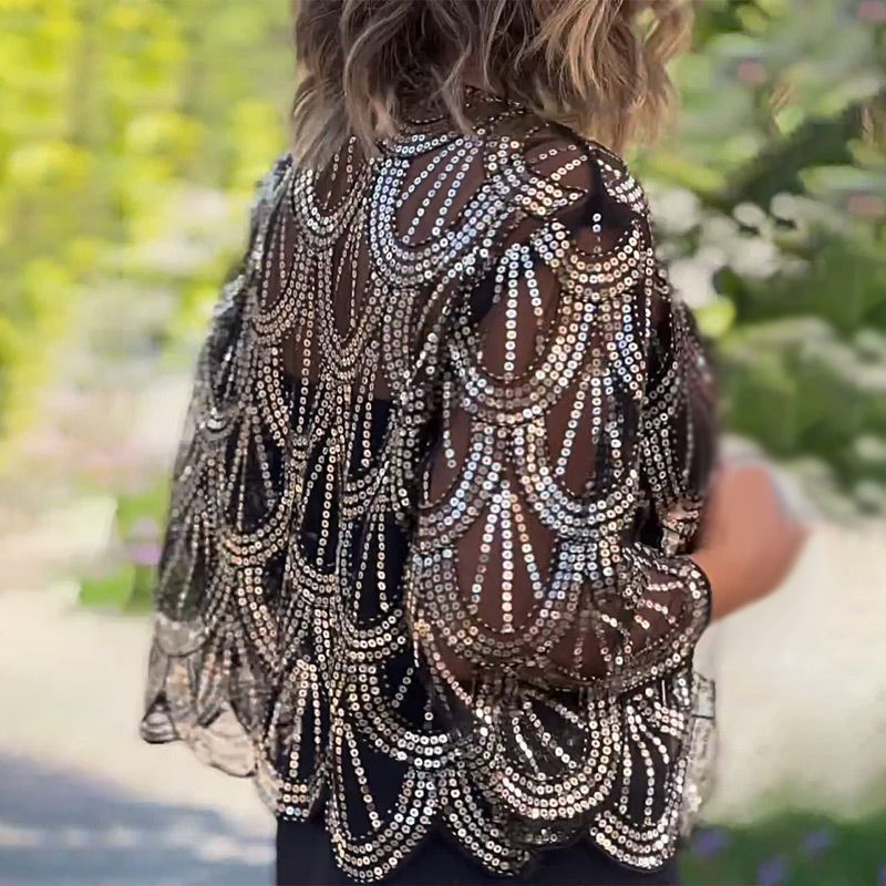 Elegant sequined and beaded shawl for women🌸
