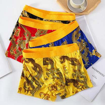 Golden Dragon Pattern Men's Printed Boxer Briefs