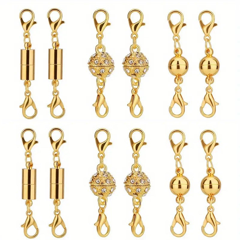 🧲12 PCS Magnetic Necklace Clasps – Strong Magnet, Snap-On Closure, No More Tangles, Jewelry Making Supplies
