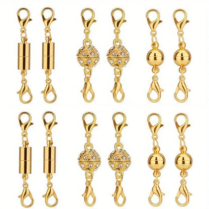 🧲12 PCS Magnetic Necklace Clasps – Strong Magnet, Snap-On Closure, No More Tangles, Jewelry Making Supplies