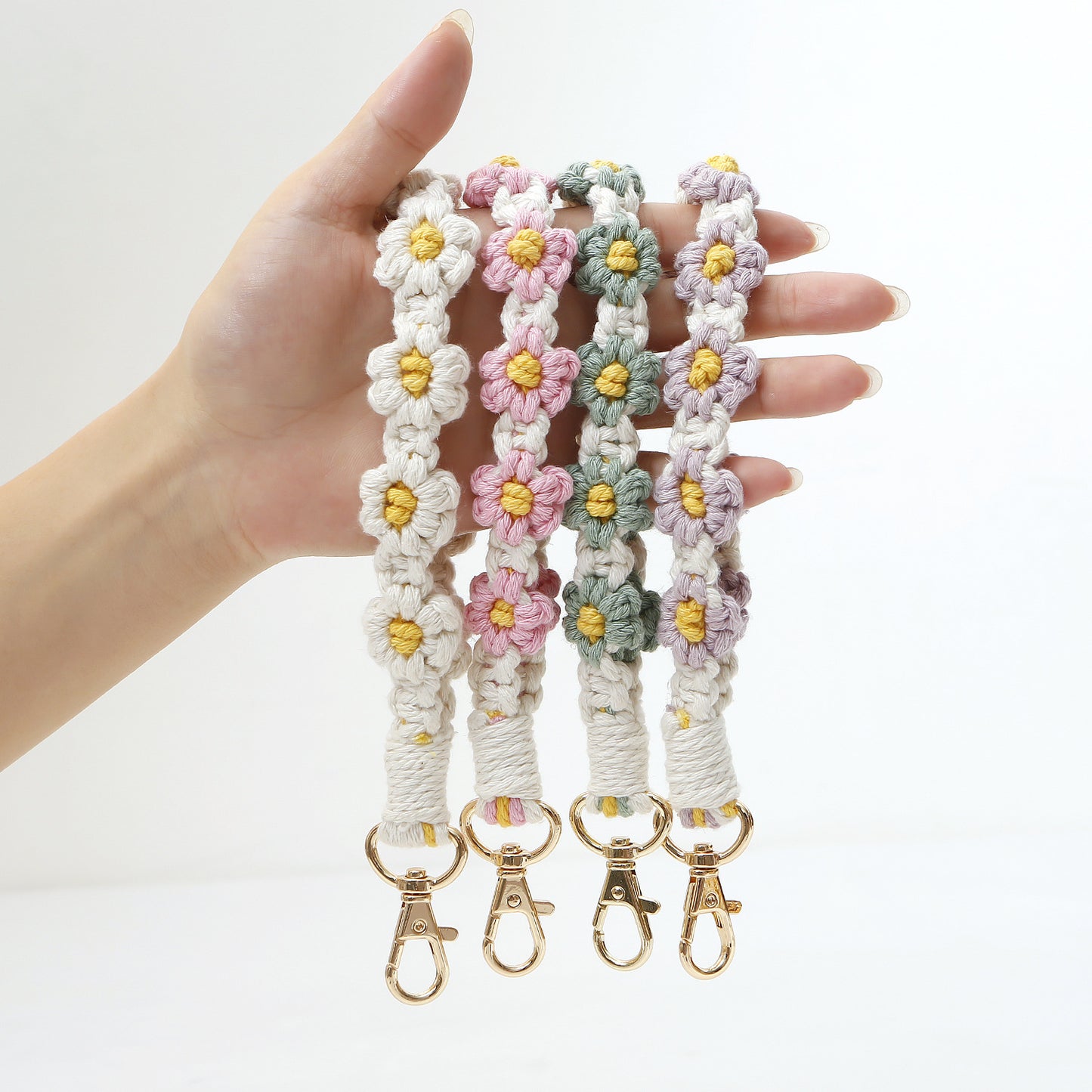 Soft Floral Hand-Woven Keychain