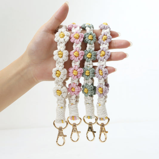 Soft Floral Hand-Woven Keychain