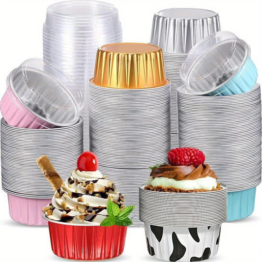 125ML Thickened Food-Grade Round Aluminum Foil Baking Cups – Oven, Air Fryer & Freezer Safe