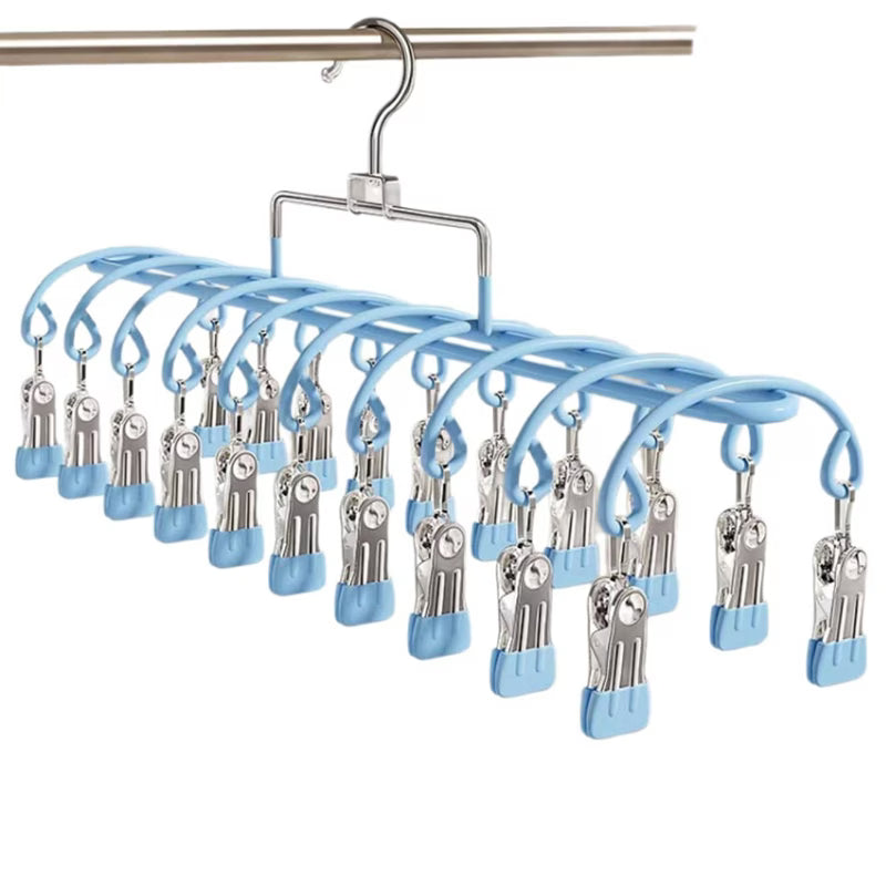 Stainless Steel Clothes Drying Hanger with 20 Metal Clips