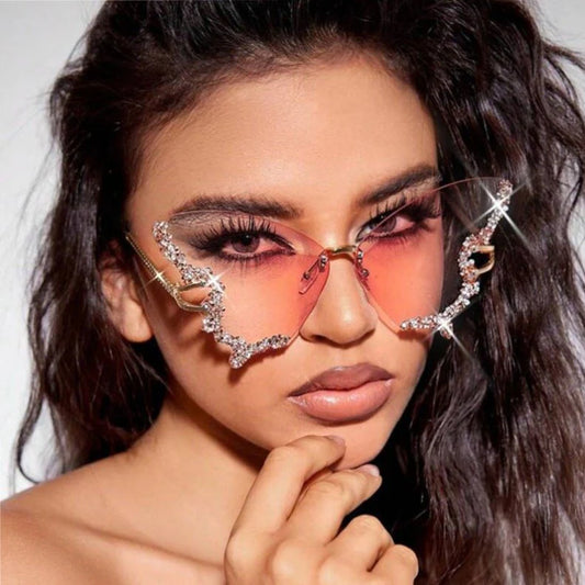 Rhinestones Butterfly Wing Sunglasses With Packaging