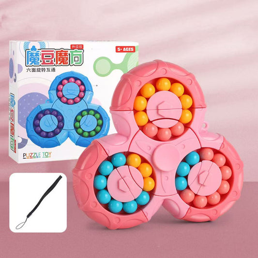 Fidget Spinner + Six-Sided Rotating Cube 2-in-1, Magic Bean Fun Educational Toy