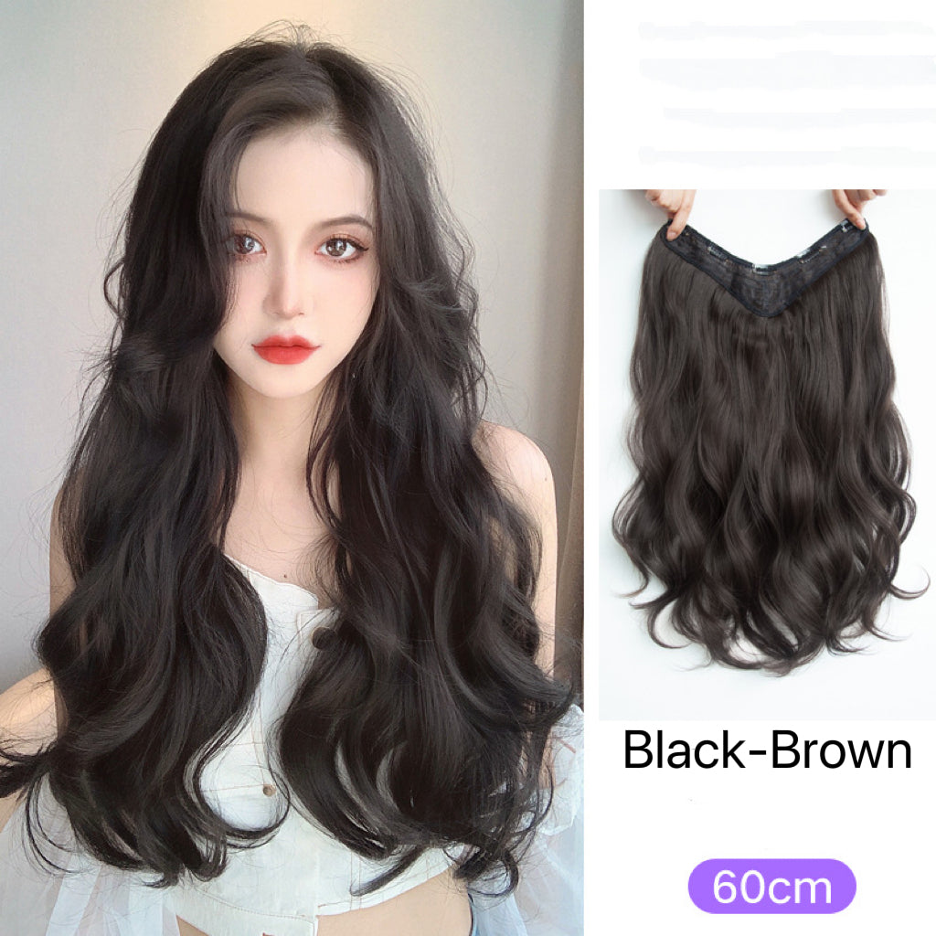 Invisible Hair Extension Wavy Curly Long Synthetic Hairpieces for Women