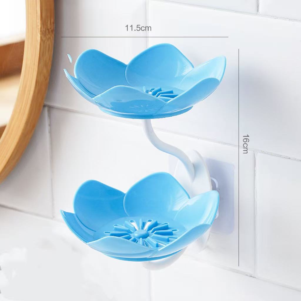 Wall-Mounted Double-Layer Draining Flower Soap Dish&Storage Rack