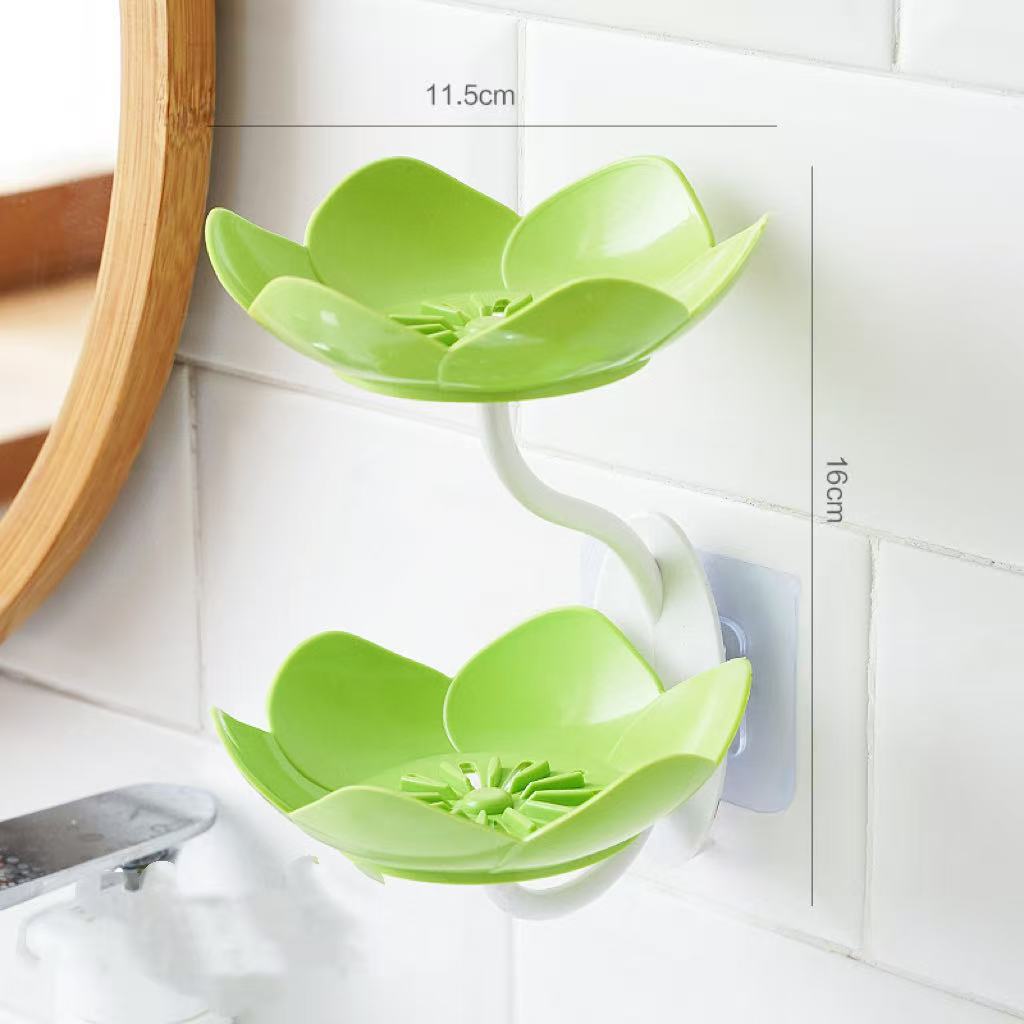 Wall-Mounted Double-Layer Draining Flower Soap Dish&Storage Rack