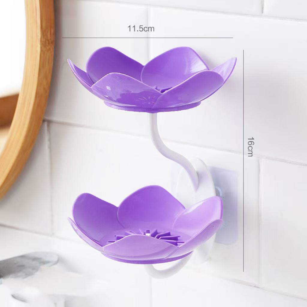 Wall-Mounted Double-Layer Draining Flower Soap Dish&Storage Rack