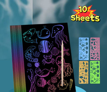 Colorful Scratch Art Book, Art Craft DIY Drawing Paper, Color-Base Drawing Paper
