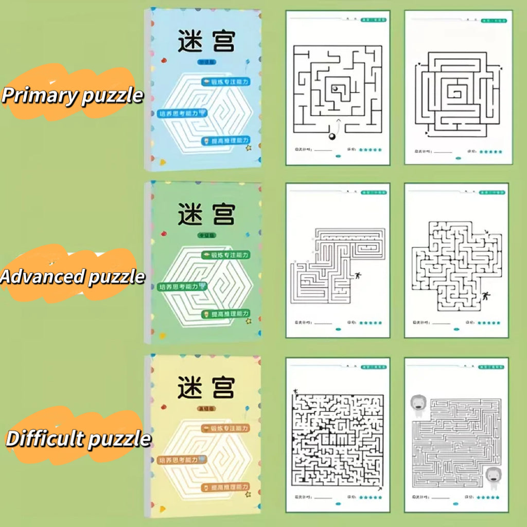 Children's maze book, educational book, 64 different patterns