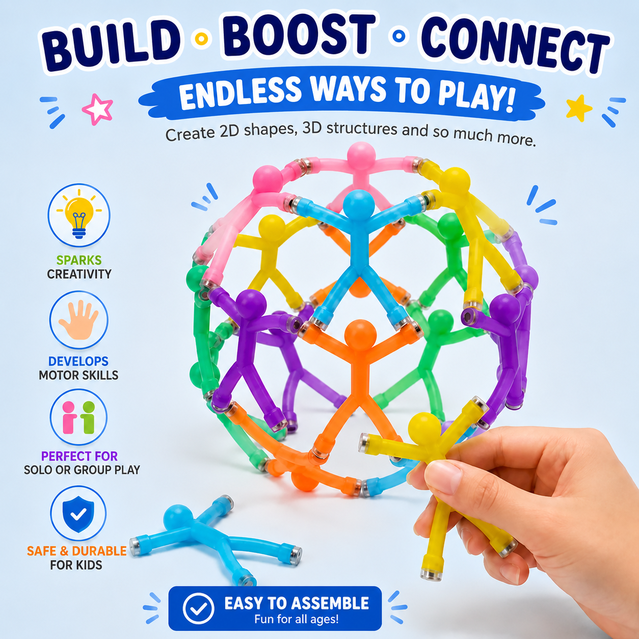 Colorful Magnetic Stickman Fidget Toys – Mini Stress Relief & Creative Building Toy