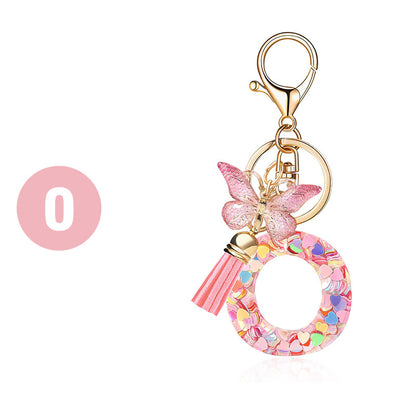 Butterfly Letter Keychain Tassel Design