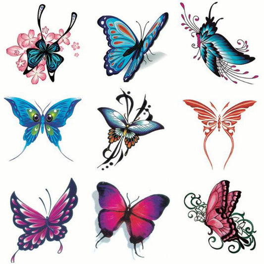 Rose & Flower & Butterfly Tattoo Sticker, Waterproof