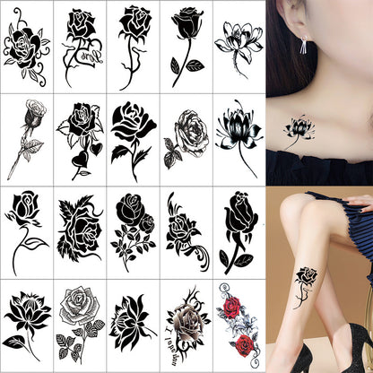 Rose & Flower & Butterfly Tattoo Sticker, Waterproof