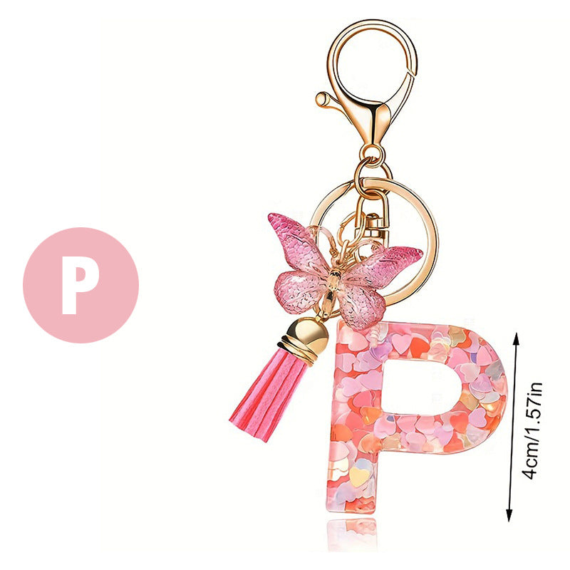 Butterfly Letter Keychain Tassel Design