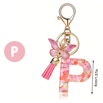 Butterfly Letter Keychain Tassel Design