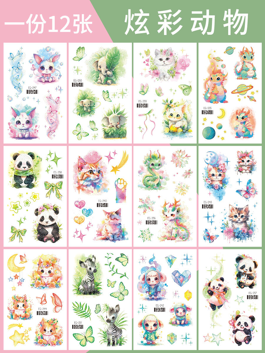 Cartoon Glitter Tattoo Stickers