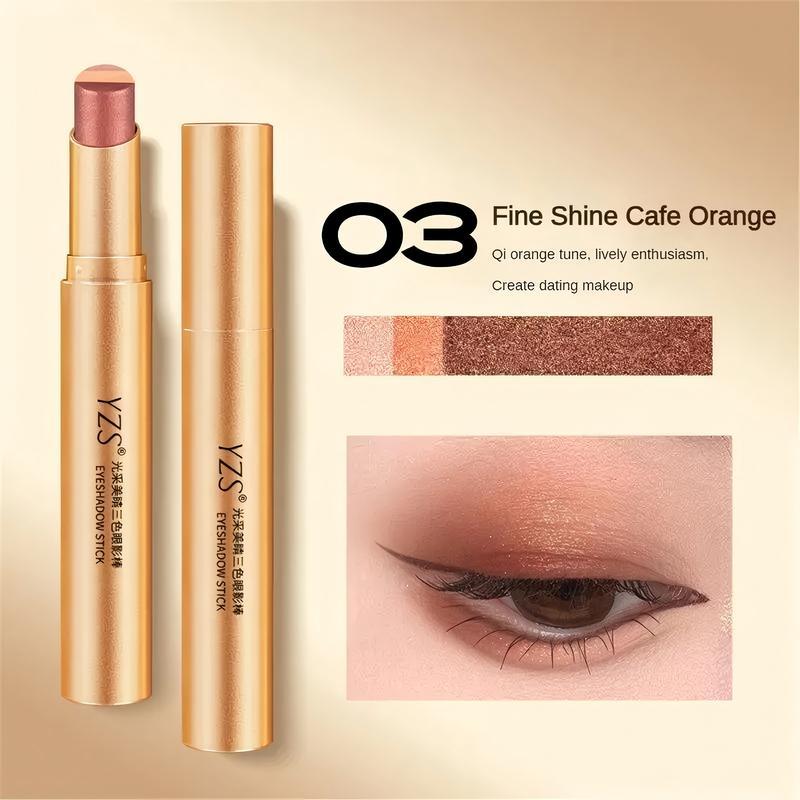 Three-Color Pearl Glitter Eyeshadow Stick, Color-Gradation Effect
