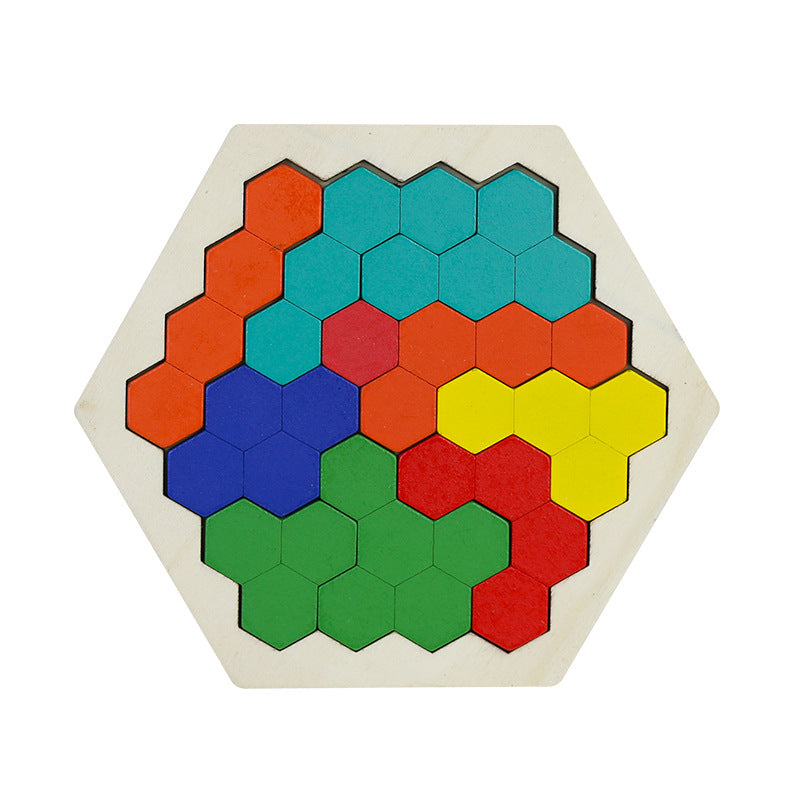 Colorful Wooden Hexagonal Geometry Puzzle，Educational & Creative