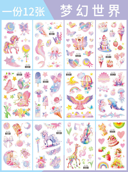 Cartoon Glitter Tattoo Stickers