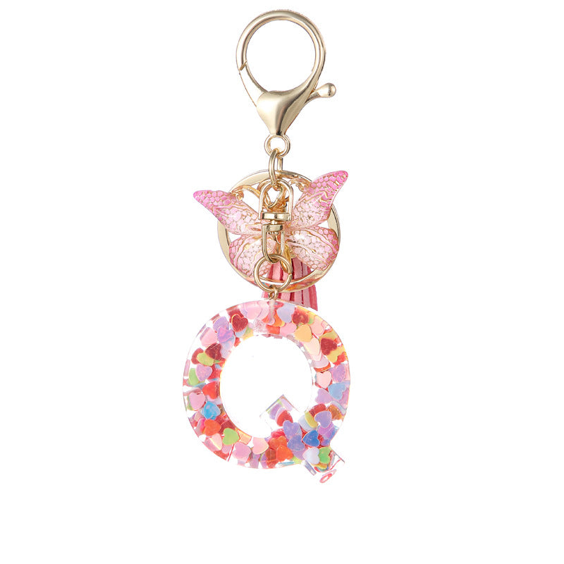 Butterfly Letter Keychain Tassel Design