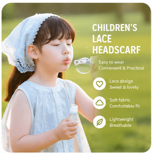 👒2026 New Kids Lace Triangle Scarf – Countryside Style, 2-in-1 Headband & Hair Scarf