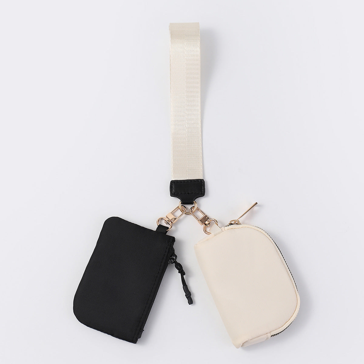 Women's Portable Mini Fashion Colorblock Zip Wristlet + Coin Purse，Waterproof Nylon