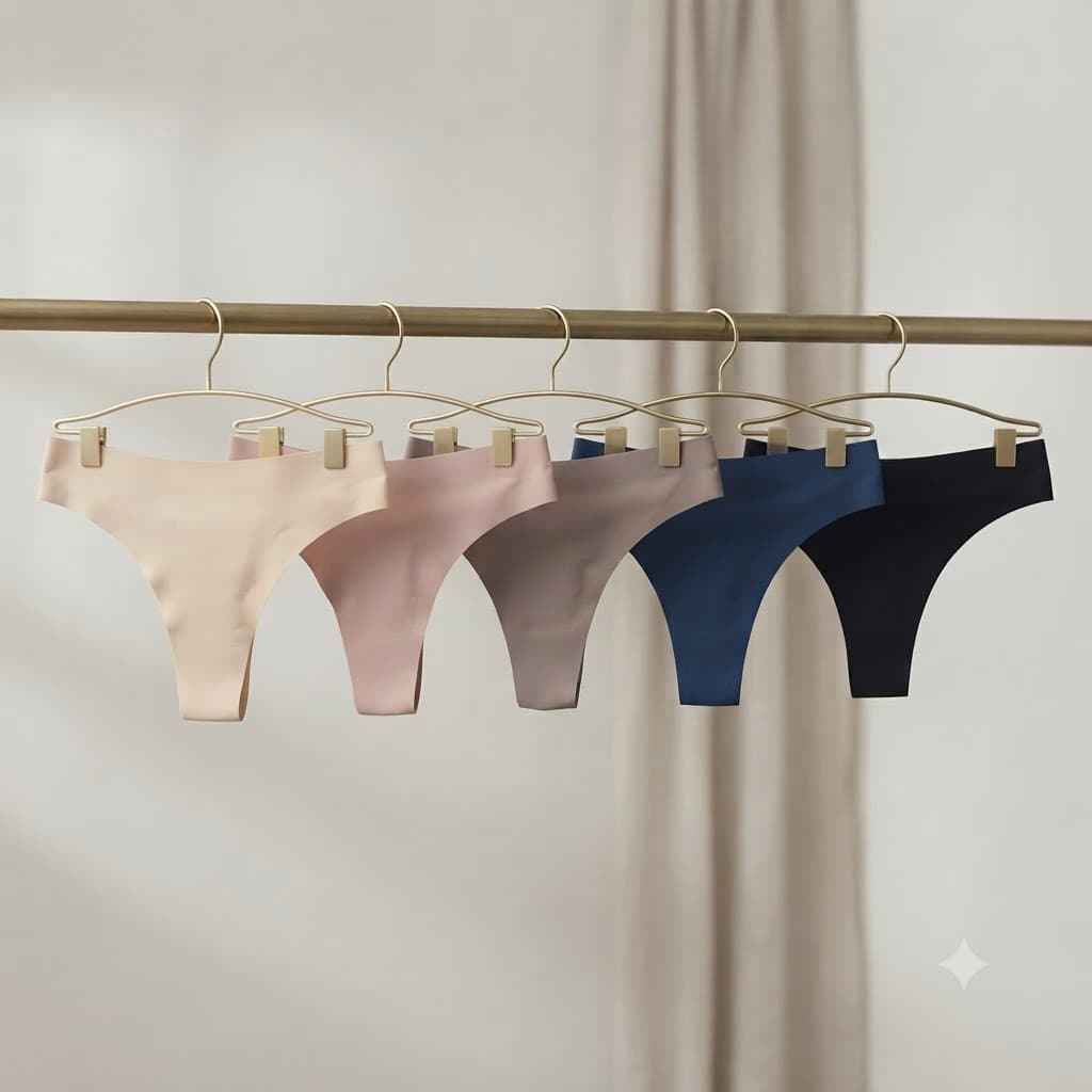 5PCS Women's Seamless Thong Panties｜Soft, Breathable & Cotton Gusset