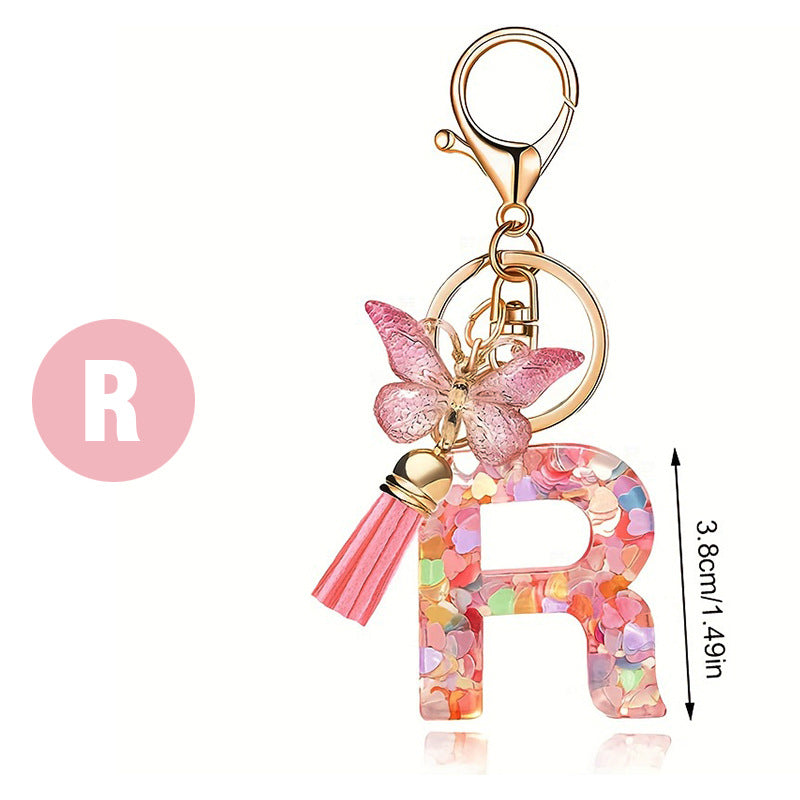 Butterfly Letter Keychain Tassel Design