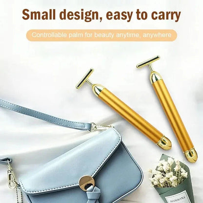 24K Gold Energy Beauty Bar，Electric Facial Massage Roller